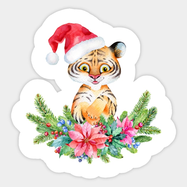 New Year Symbol 2022 - Cute  Tiger, Christmas Tiger Sticker by Simple Wishes Art